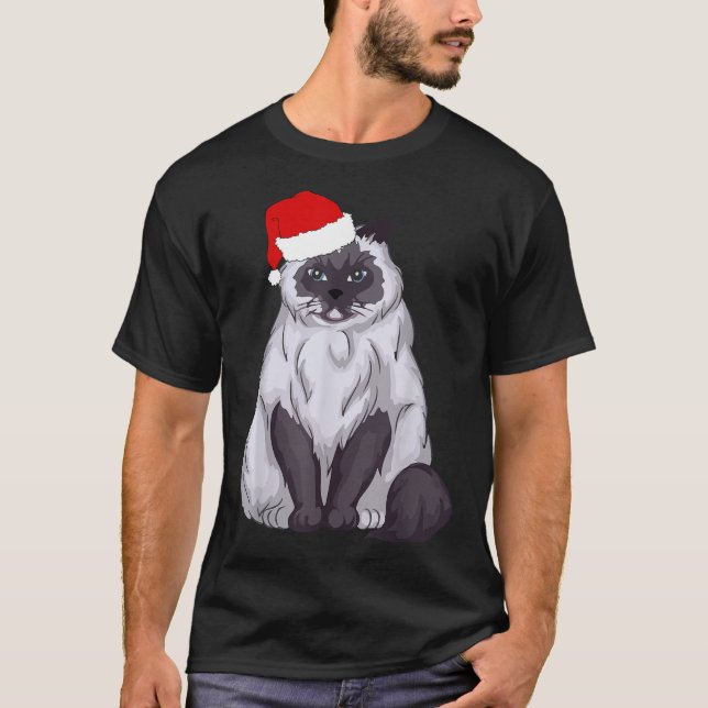Santa Ragdoll Cat jul Pajama Funny Julafton Gift T Shirt (Framsida)