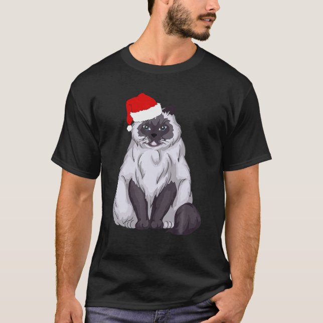 Santa Ragdoll Cat jul Pajama T Funny Julafton Gi T Shirt (Framsida)