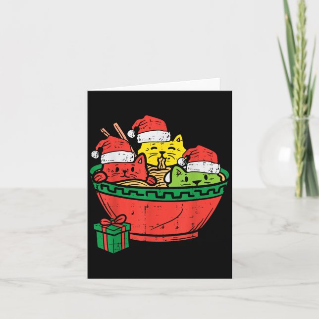 Santa Ramen Cats Anime Christmas Xmas Kids Girls M Kort (Framsida)