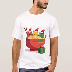 Santa Ramen Katter Anime Jul Xmas Barn Flickor M T Shirt