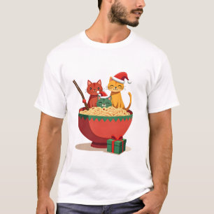 Santa Ramen Katter Anime Jul Xmas Barn Flickor M T Shirt