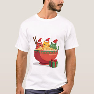 Santa Ramen Katter Anime Jul Xmas Barn Flickor M T Shirt