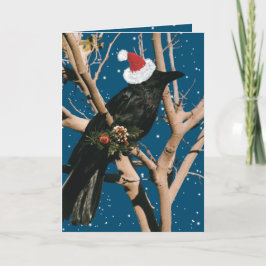Santa Raven jul Helgdag Nature Bird Kråka Helgkort