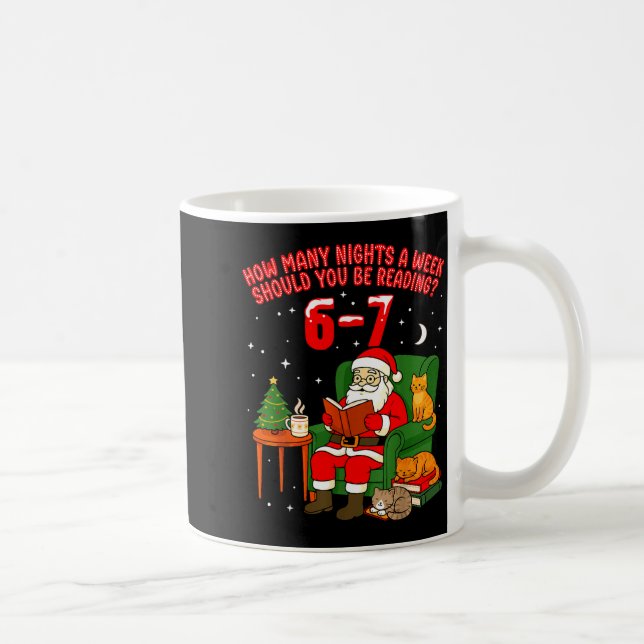 Santa Reading 67 Cat Christmas Six Seven Teacher B Kaffemugg (Höger)