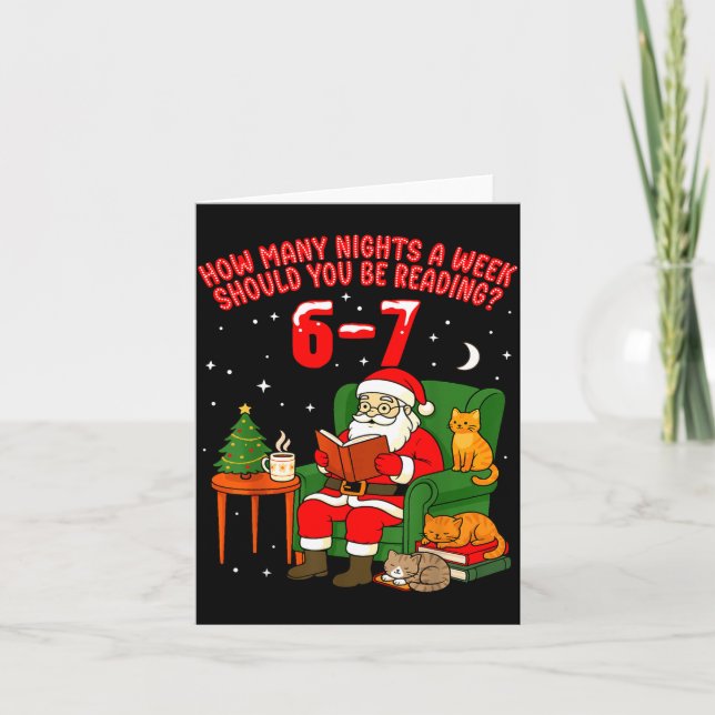 Santa Reading 67 Cat Christmas Six Seven Teacher B Kort (Framsida)