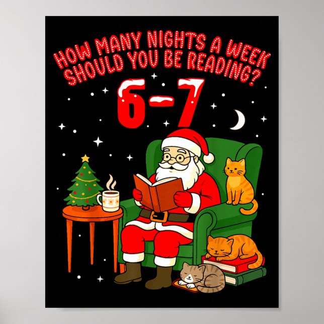 Santa Reading 67 Cat Christmas Six Seven Teacher B Poster (Framsidan)