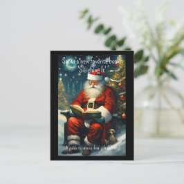Santa Reading Bok Funny Quote jul Helgdag Vykort