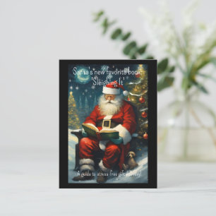 Santa Reading Bok Funny Quote jul Helgdag Vykort