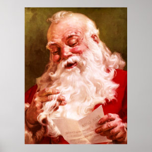 Santa Reading Brev Poster
