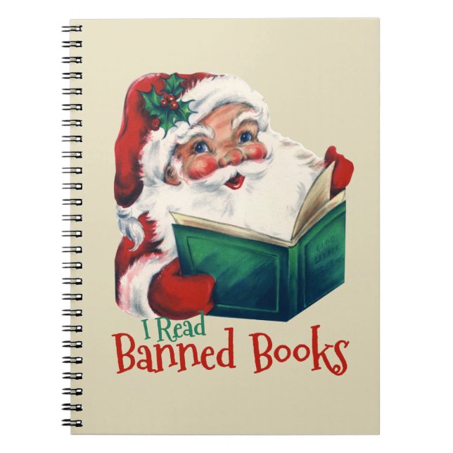 Santa Reads Banned Bokar Anteckningsbok (Framsidan)