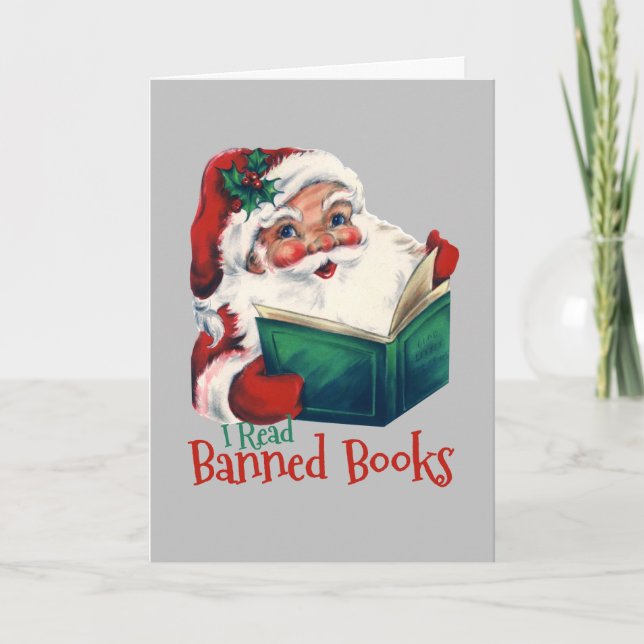 Santa Reads Banned Bokar Kort (Framsida)