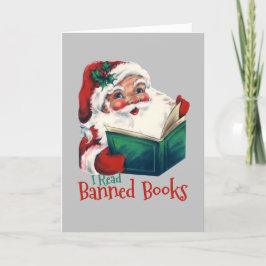 Santa Reads Banned Bokar Kort