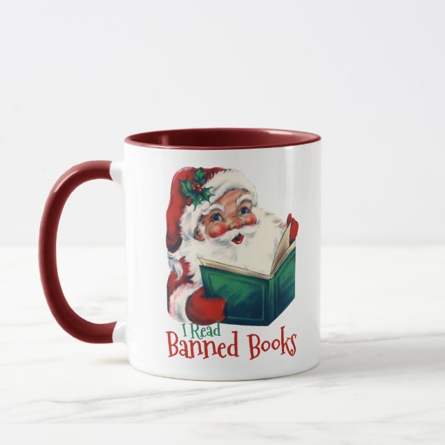 Santa Reads Banned Bokar Mugg (Vänster)