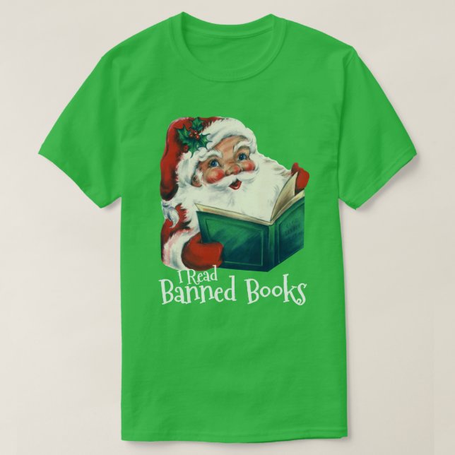 Santa Reads Banned Bokar T Shirt (Design framsida)