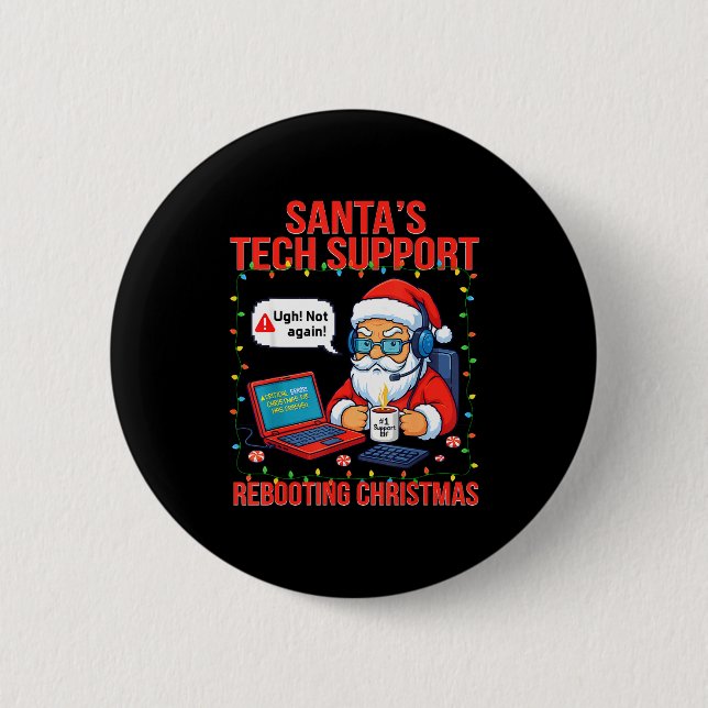 Santa Rebooting Support Engineer s Tech Meme Knapp (Framsida)