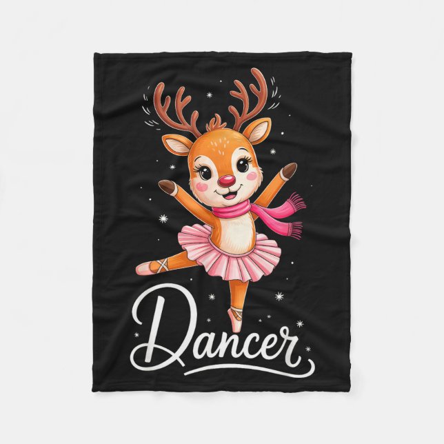 Santa Reindeer Ballet Dancer Cute Christmas Men Wo Fleecefilt (Framsidan)