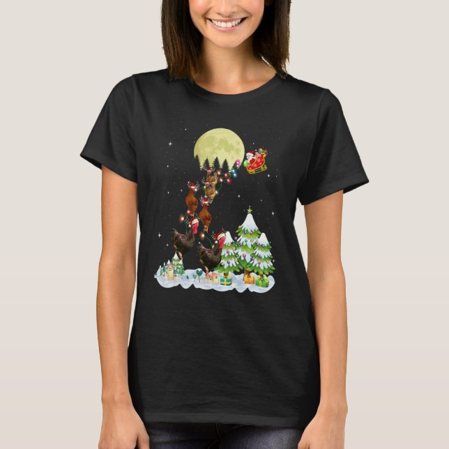 Santa Reindeer Chicken Ugly Sweater Farmer Christm T Shirt (Framsida)