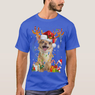Santa Reindeer Chihuahua jul Ljus Julafton Hund T Shirt