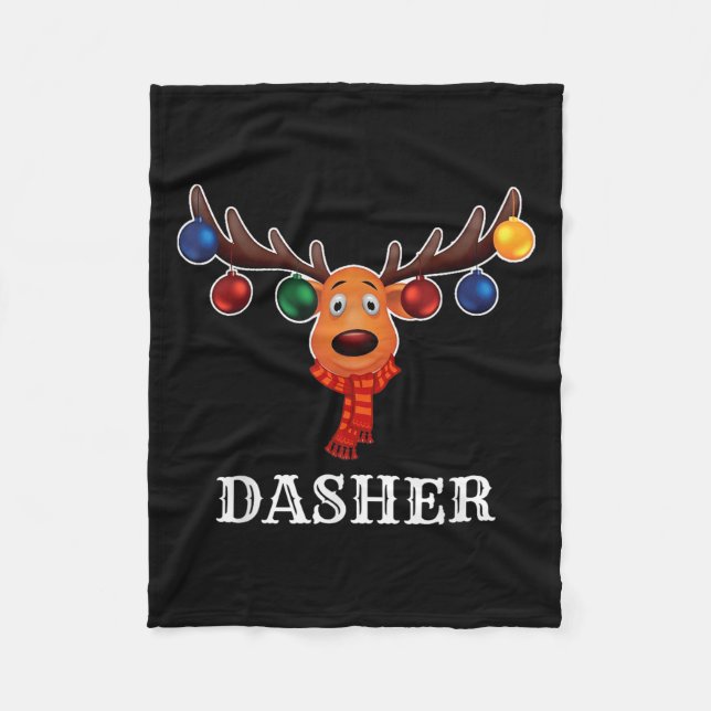 Santa Reindeer Dasher Xmas Group Costume  Fleecefilt (Framsidan)
