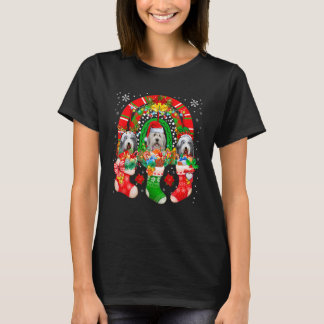 Santa Reindeer Elf Bearded Collie Hundar in Julaft T Shirt