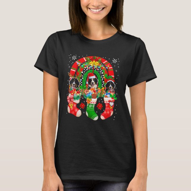 Santa Reindeer Elf Bernese Mountains i Julafton So T Shirt (Framsida)