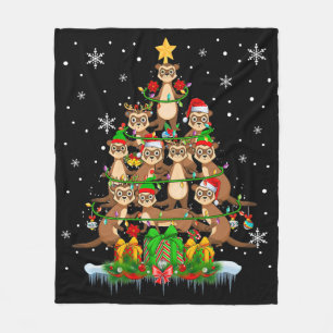 Santa Reindeer Elf Ferrets Julgran Ljus F Fleecefilt