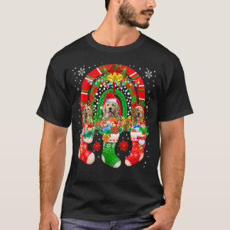 Santa Reindeer Elf Golden Retrievers in Julafton S T Shirt