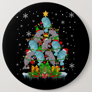 Santa Reindeer Elf Manatees Julgran Ljus Knapp