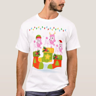 Santa Reindeer Elf Pudel Hund i julklapp U T Shirt