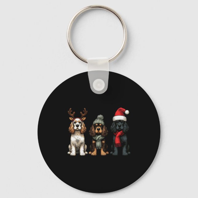 Santa Reindeer Er Spaniel Christmas Er Lover Pajam Nyckelring (Framsida)