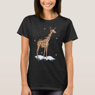 Santa Reindeer Giraffe Julafton Light Santa Reinde T Shirt