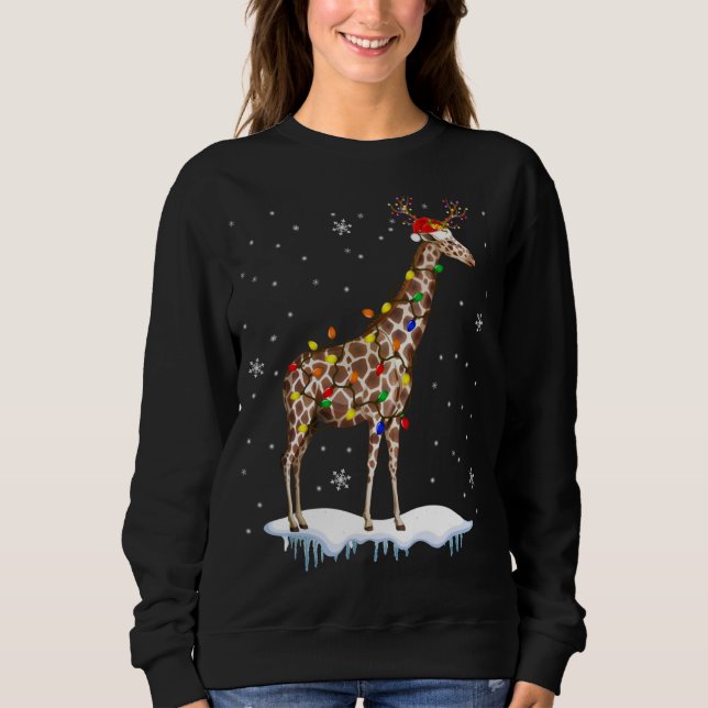 Santa Reindeer Giraffe Julafton Light Santa Reinde T Shirt (Framsida)
