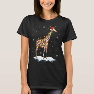 Santa Reindeer Giraffe Julafton Light Santa Reinde T Shirt