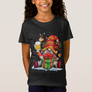 Santa Reindeer Gnome Drinking Beer Funny jul T Shirt
