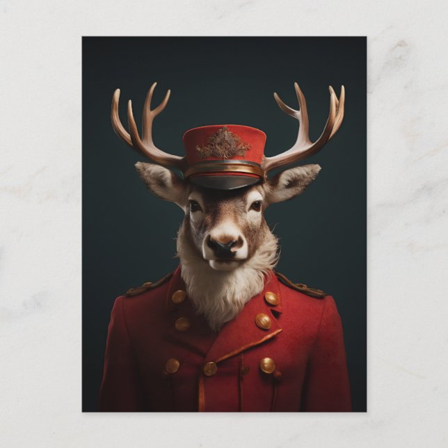 Santa Reindeer Helg Vykort (Framsida)