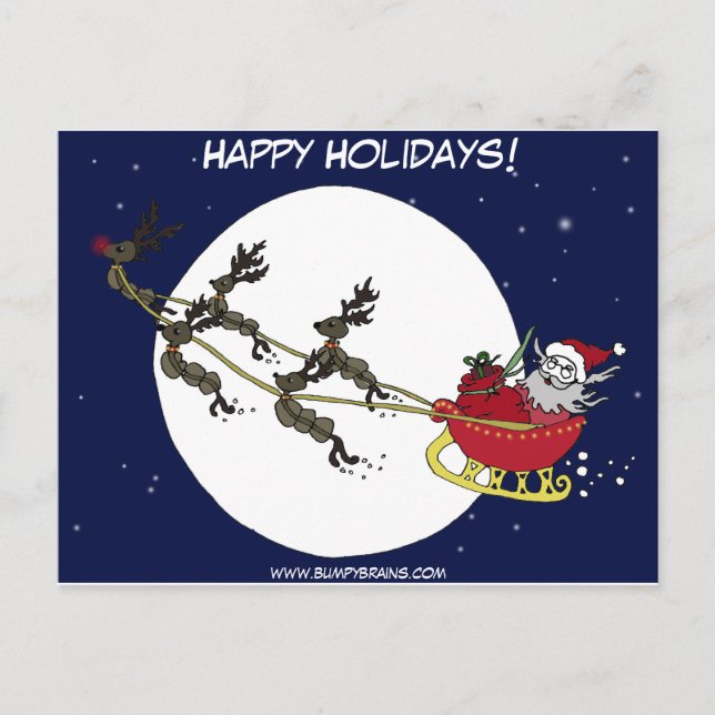 Santa & Reindeer Helg Vykort (Framsida)