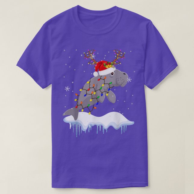 Santa Reindeer Manatee Julafton Light Santa Reinde T Shirt (Design framsida)