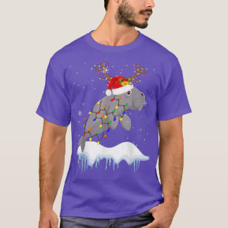 Santa Reindeer Manatee Julafton Light Santa Reinde T Shirt