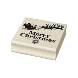 Santa Reindeer Merry Christmas Card Snowflakes  Stämpel