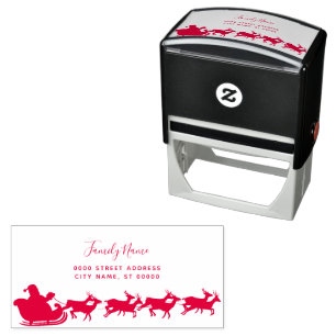 Santa Reindeer Returadress Self-inking Frimärke Självfärgande Stämpel