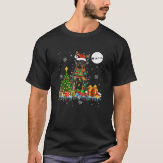 Santa Reindeer Rottweiler Julgran Ljus Do T Shirt