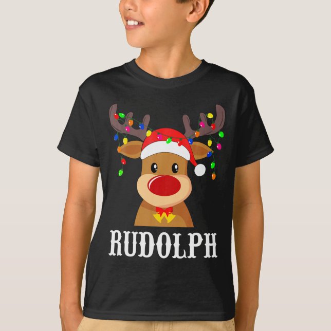 Santa Reindeer Rudolph Xmas Group Costume  T Shirt (Framsida)