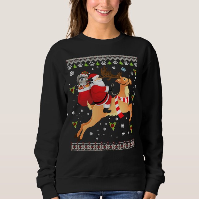 Santa Reindeer Shih Tzu Hund Presenter T Shirt (Framsida)
