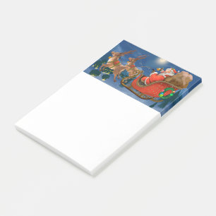 Santa & Reindeer Sleigh Post-it Notes Block