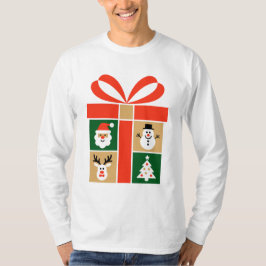 Santa, Reindeer, Snowman & Tree Art T Shirt