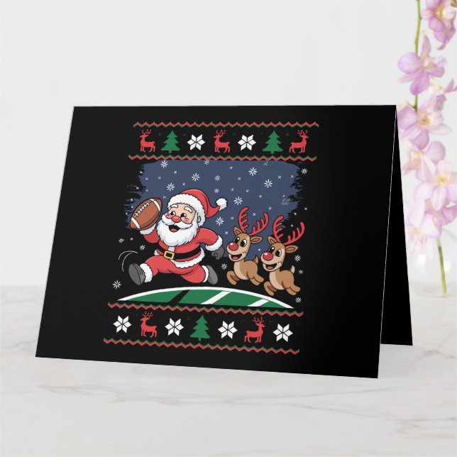 Santa Reindeer spelar amerikansk fotboll Ugly Jula Kort (Orkide)