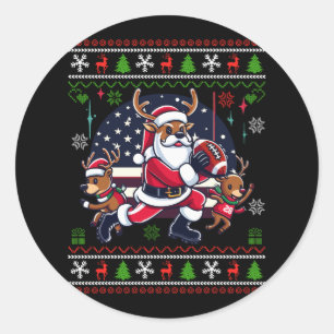 Santa Reindeer spelar amerikansk fotbollsdamm Runt Klistermärke