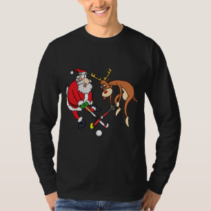 Santa Reindeer spelar Fält Hockey Player Julafton T Shirt