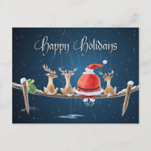 SANTA & REINDEER & TEXT AV SHARON SHARPE HELG VYKORT