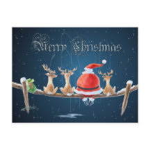 SANTA & REINDEER & TEXT AV SHARON SHARPE